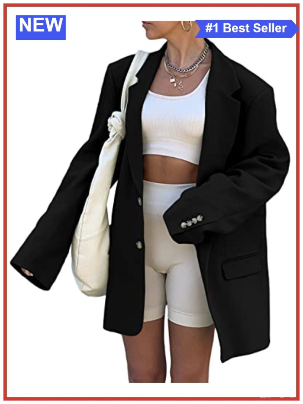 Oversized Blazer Long Sleeve Lapel Open Front Jacket Polyester Spandex